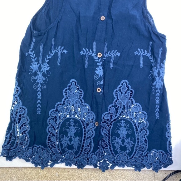 Temptation Blue Rayon Embroidered Top - Picture 3 of 9